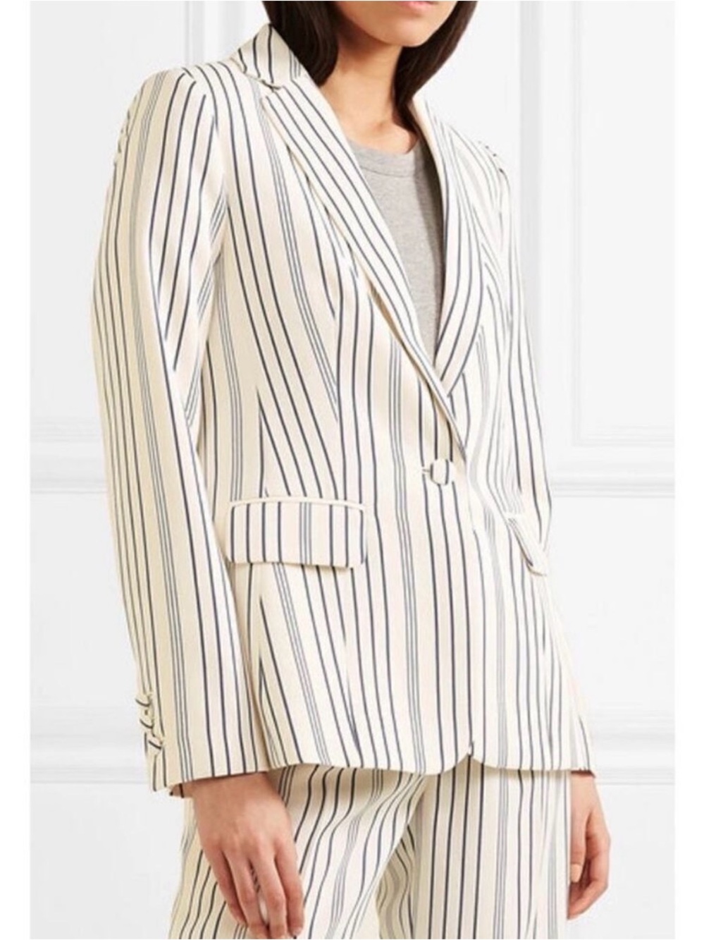 FRAME True Blazer Off White/ Navy Blue Striped Blazer Women's Size 8